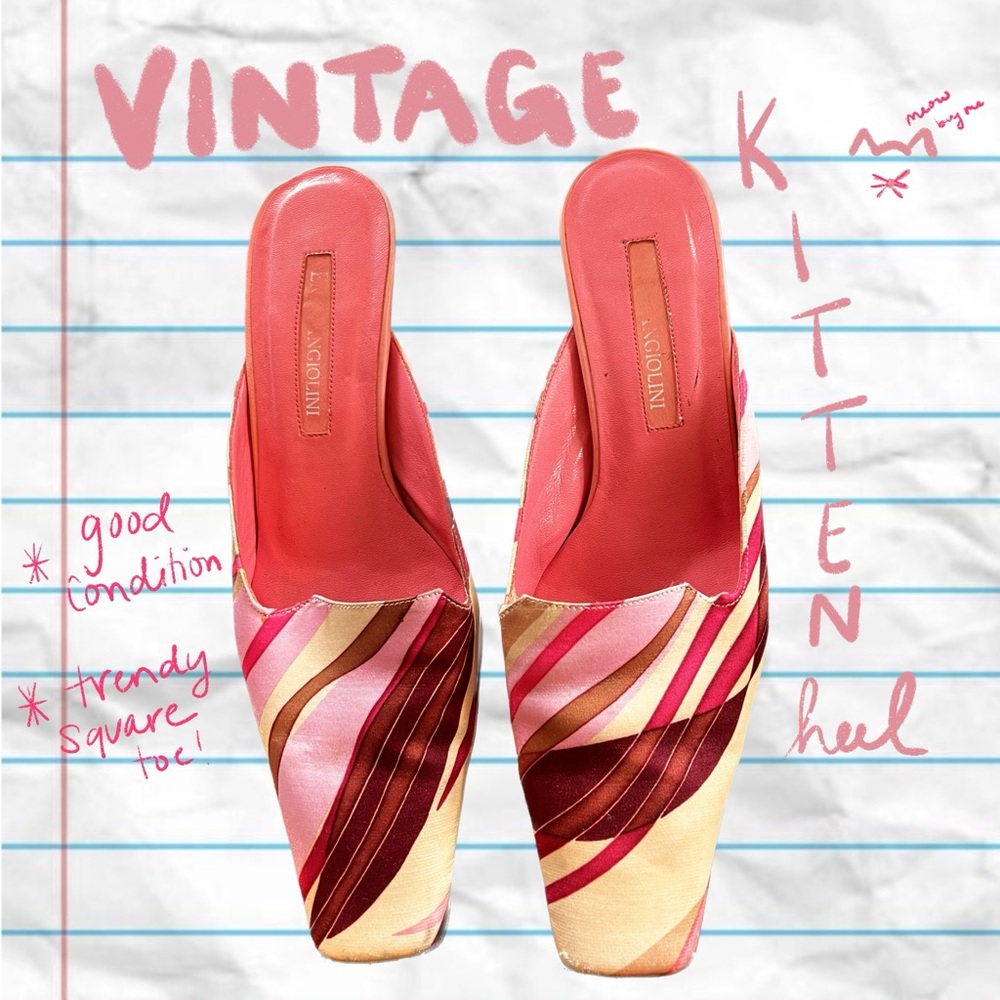 Vintage Square Toe Kitten Heel